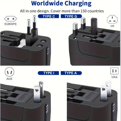Adaptateur de voyage mondial avec deux ports de chargement USB