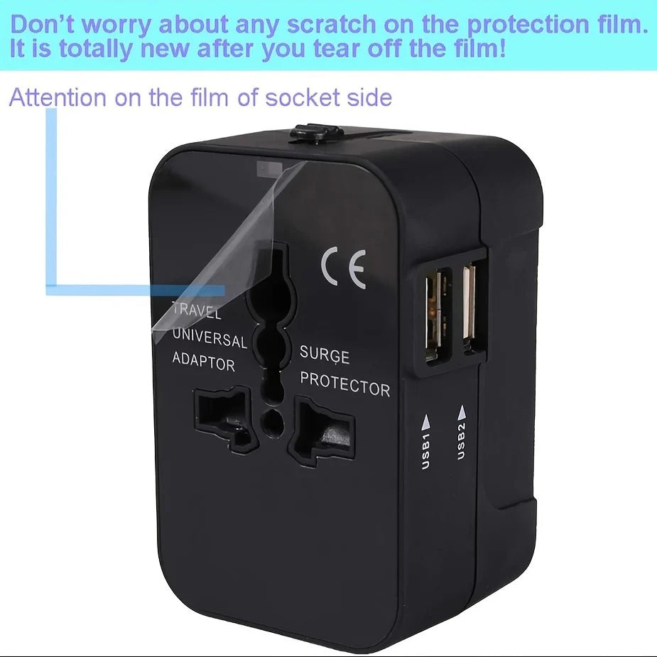 Adaptateur de voyage mondial avec deux ports de chargement USB