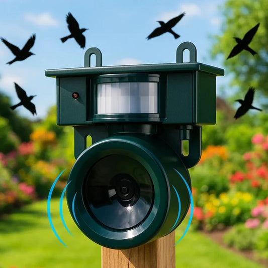 Dissuasion des oiseaux avec capteur de mouvement pour corbeaux : répulsif idéal pour pigeons avec effaroucheur sonore