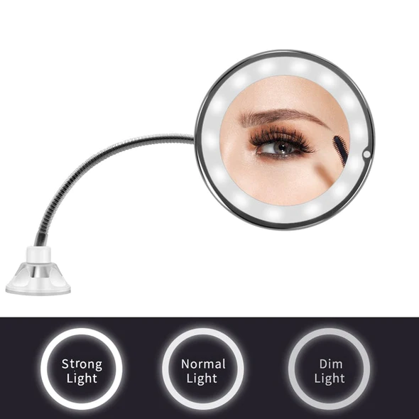 Miroir flexible éclairé par LED grossissant 10X