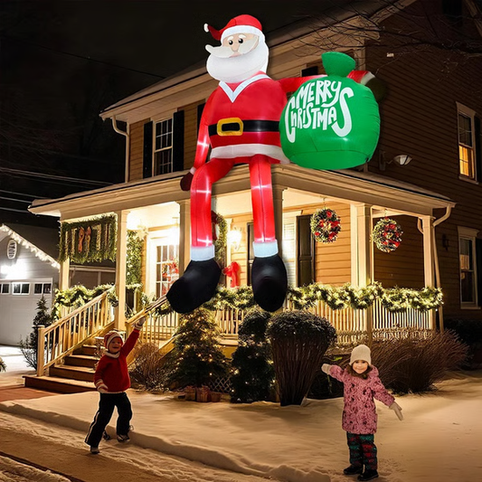Père Noël gonflable géant grimpant à LED de 8 pieds - Décoration de Noël extérieure haut de gamme