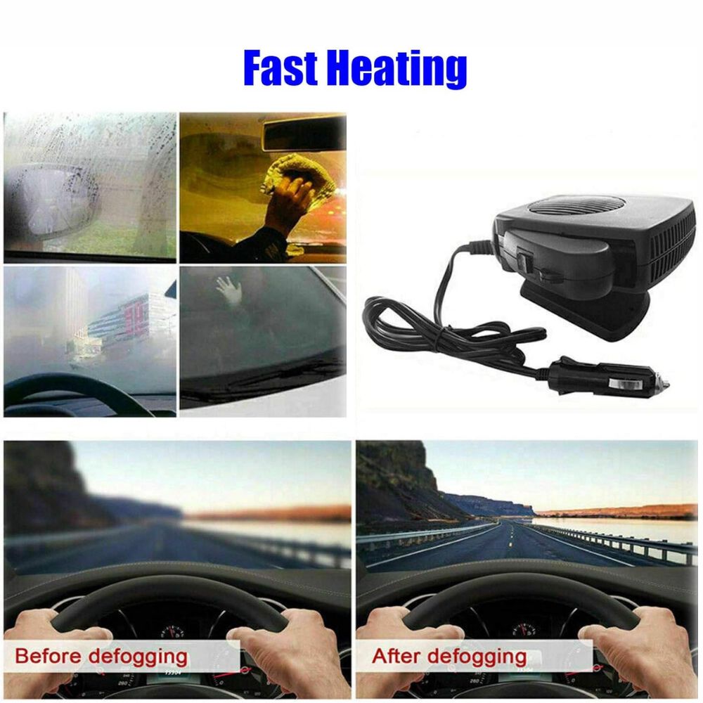 Ventilateur de chauffage de voiture 12 V – Chauffage automatique portable en céramique 150 W/300 W pour un dégivrage et un chauffage rapides