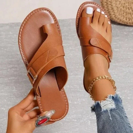 Sandales orthopédiques en cuir avec correction des oignons pour femmes