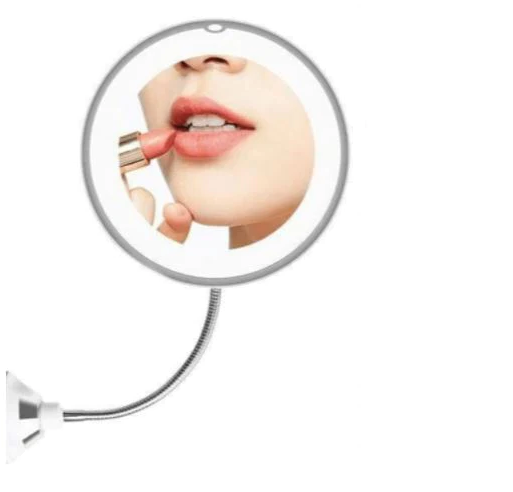 Miroir flexible éclairé par LED grossissant 10X