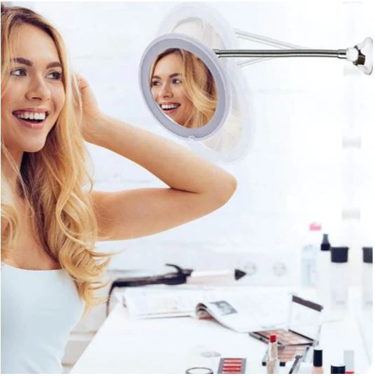 Miroir flexible éclairé par LED grossissant 10X