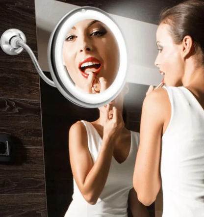 Miroir flexible éclairé par LED grossissant 10X