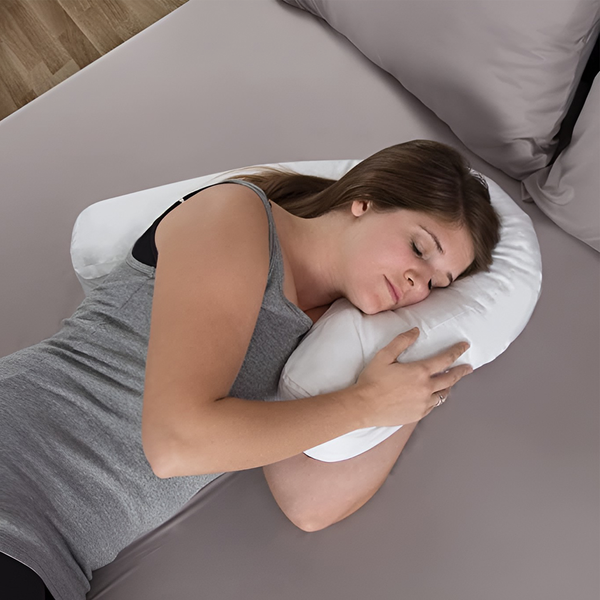 Almohada ortopédica para dormir de lado con orificio para la oreja
