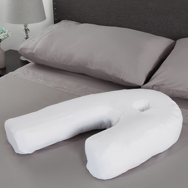 Almohada ortopédica para dormir de lado con orificio para la oreja