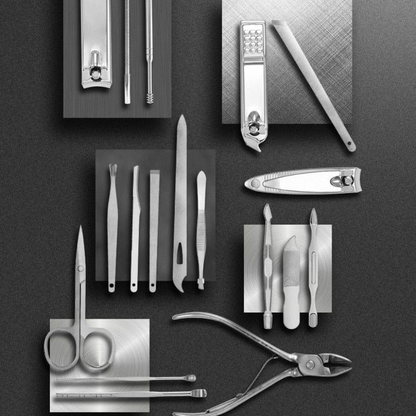 Kit de manucure en acier inoxydable 19 en 1, Kit coupe-ongles