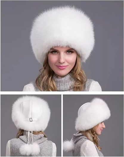 100% natürliche Fuchs Pelz Hut Frauen Kappe Dicke Pelz Kappe Winter Warme Mütze Weibliche Mode Für Frauen Hut Mit Ohrenschützer hut