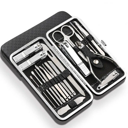 Kit de manucure en acier inoxydable 19 en 1, Kit coupe-ongles