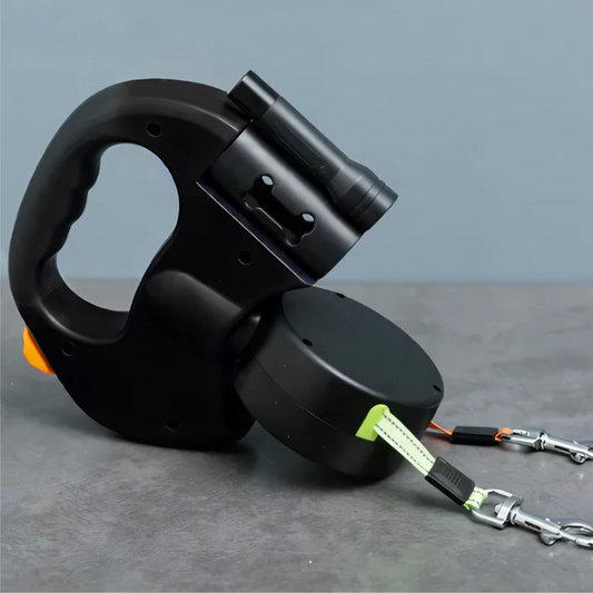 Laisse double pour chien - TangleFree - Lumière LED et pivot à 360°