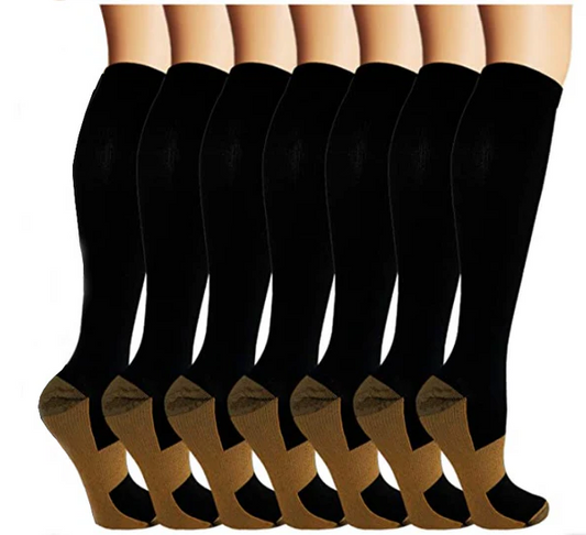 Chaussettes de compression en cuivre (7 paires) pour femmes et hommes - entraînement et récupération
