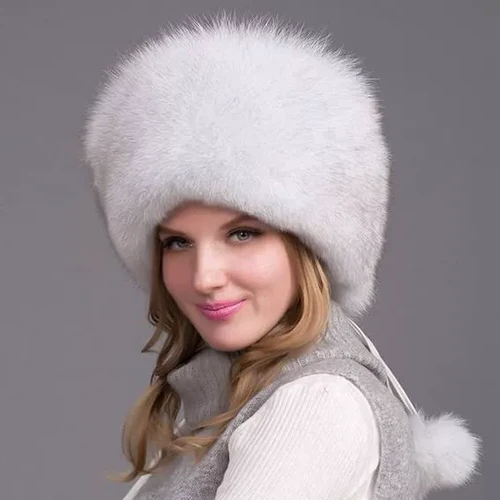 100% natürliche Fuchs Pelz Hut Frauen Kappe Dicke Pelz Kappe Winter Warme Mütze Weibliche Mode Für Frauen Hut Mit Ohrenschützer hut