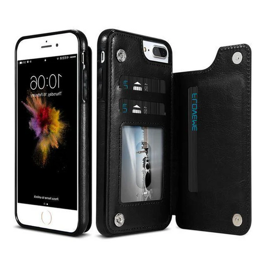 Étui portefeuille en cuir de luxe pour iPhone