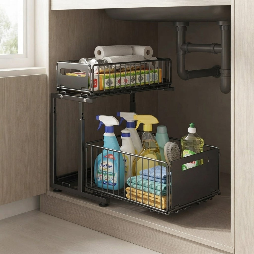 Adjustable Under Sink Storage Organizer