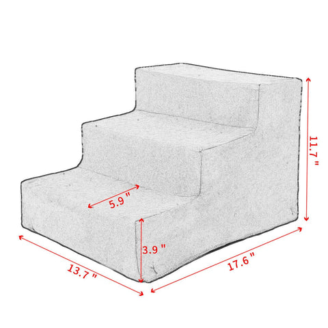 3 Step Portable Dog Stairs For Tall Bed